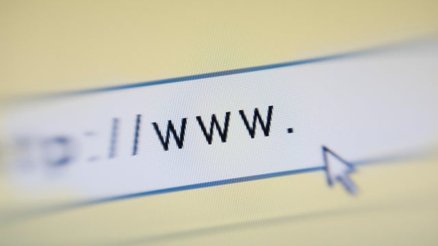 Close up of web address 