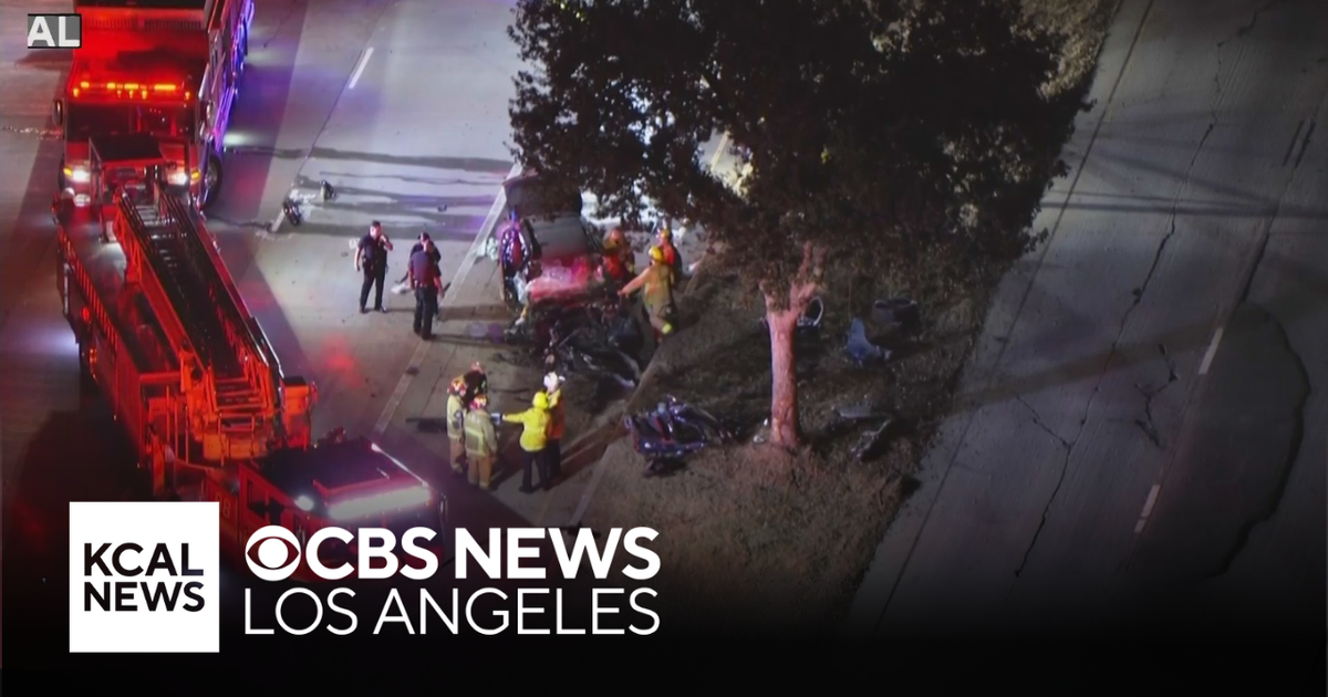 Driver leaves passengers behind after crashing into a tree in Encino ...