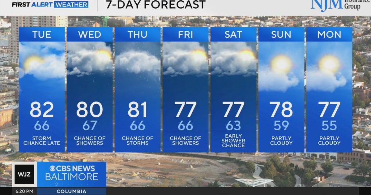 Storm chances return to Maryland this week - CBS Baltimore