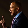 House Minority Leader Hakeem Jeffries holds a news conference on Capitol Hill on September 10, 2025 in Washington, D.C. 