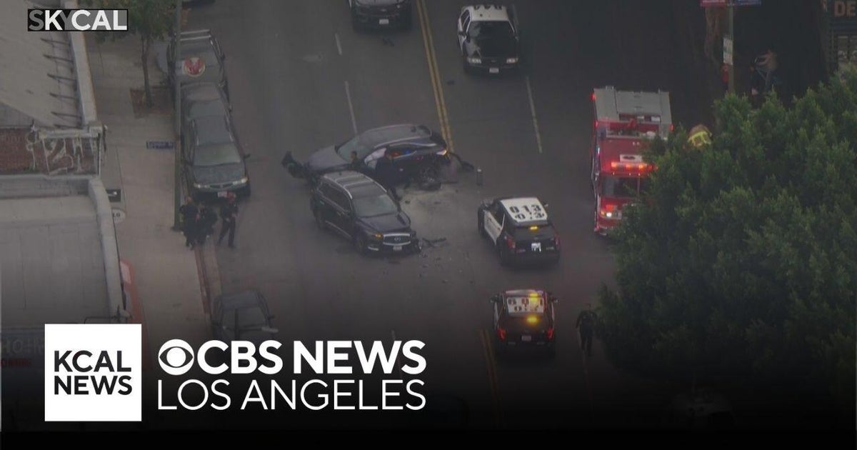 Pursuit suspect crashes into innocent driver near downtown LA - CBS Los ...
