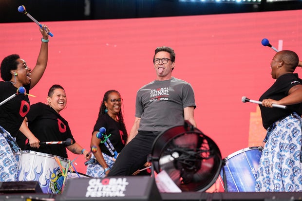 Hugh Jackman performs during the Global Citizen Festival on Saturday, Sept. 27, 2025, in New York. 