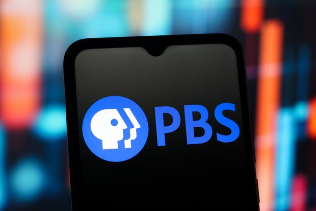 In this photo illustration, the PBS (Public Broadcasting 