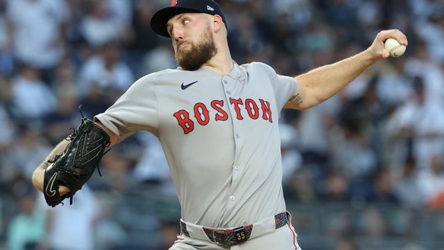 Garrett Crochet #35 of the Boston Red Sox pitches against the New York Yankees during the first inning of game one of the American League Wild Card Series at Yankee Stadium on September 30, 2025 in the Bronx borough of New York City. 