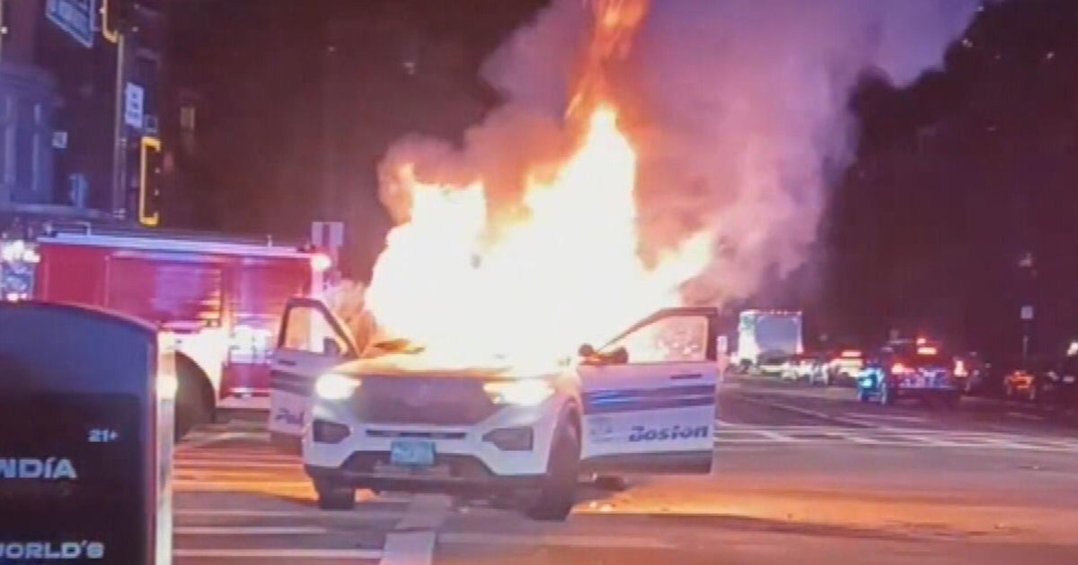 Boston police cruiser torched during “large-scale vehicle takeover” involving 100+ people