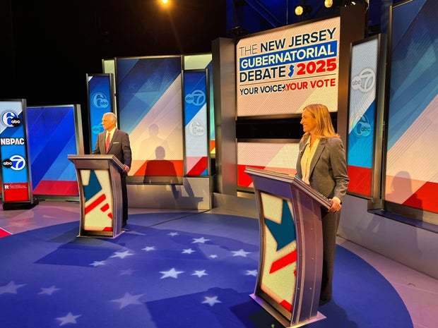 Candidates on the stage at the debate