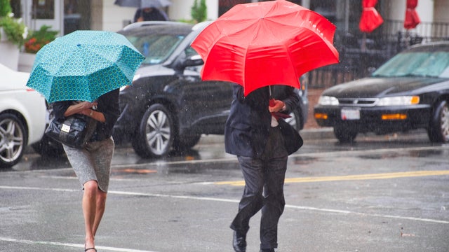 Through the rain to work 