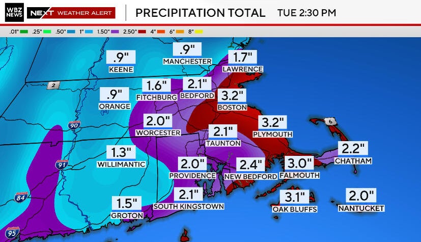 Boston nor'easter brings heavy rain, strong winds at end of holiday ...