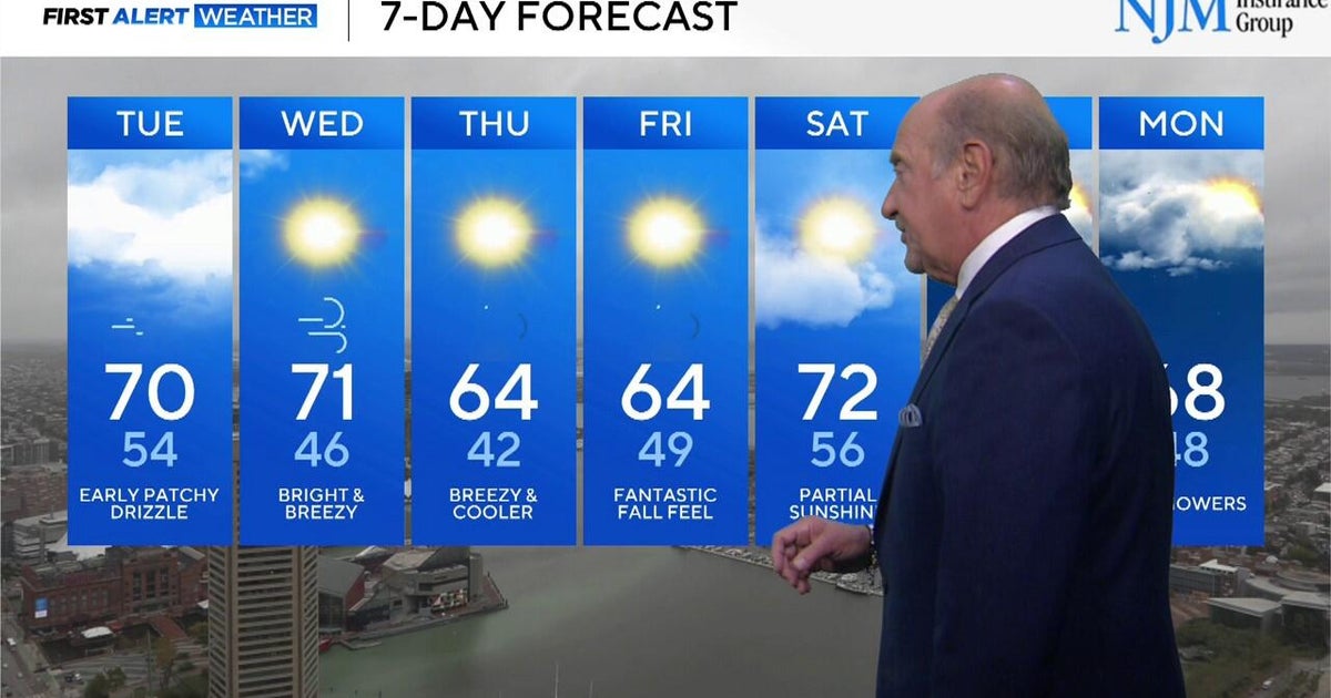 Gray skies, drizzle continues across Maryland Monday - CBS Baltimore