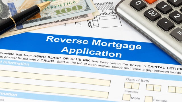 Reverse mortgage application form, financial concept 