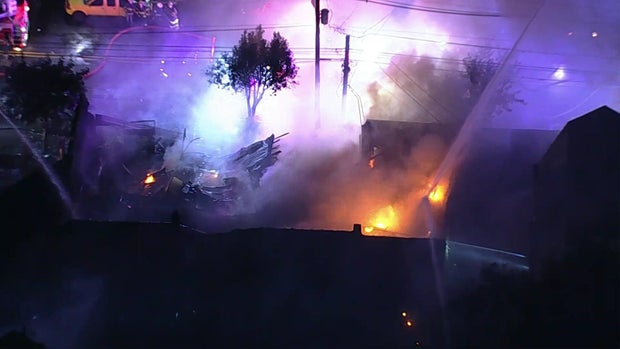 Aerial view of fire in Hillside, New Jersey 