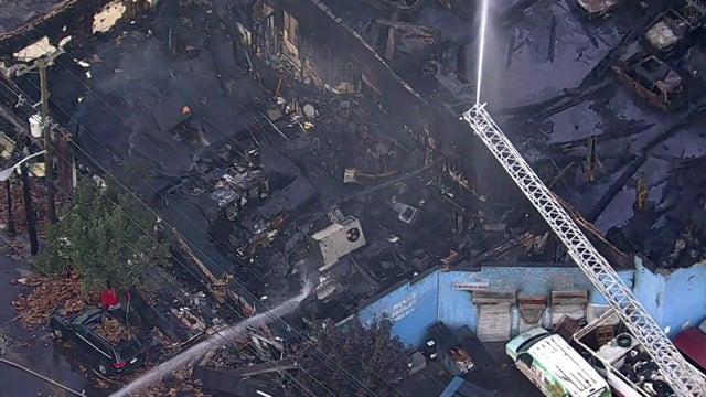Aerial view of fire in Hillside, New Jersey 
