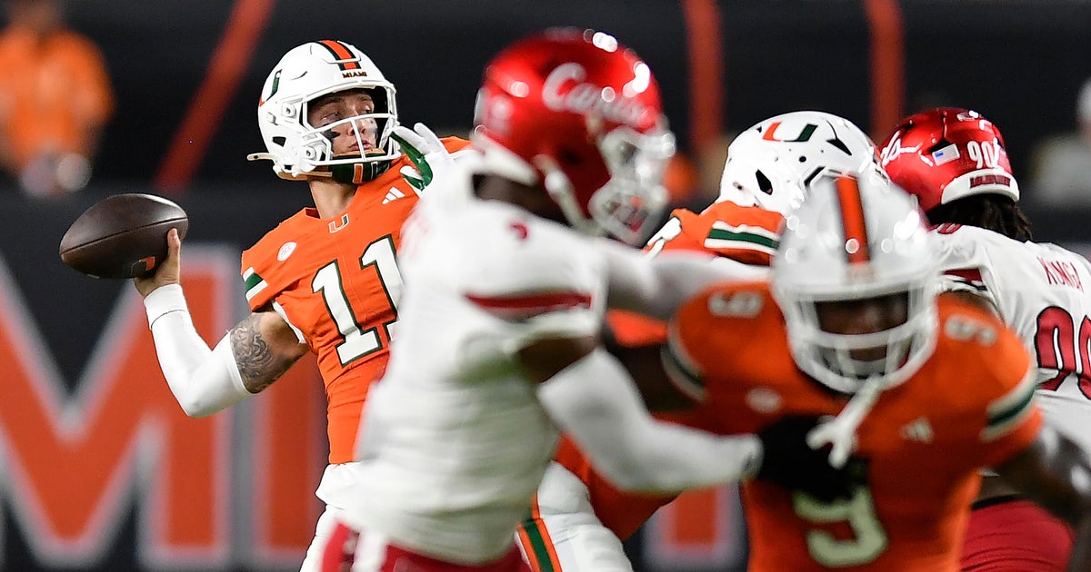 Miami Hurricanes’ perfect season hopes dashed after Carson Beck throws 4 interceptions in loss to Louisville Cardinals