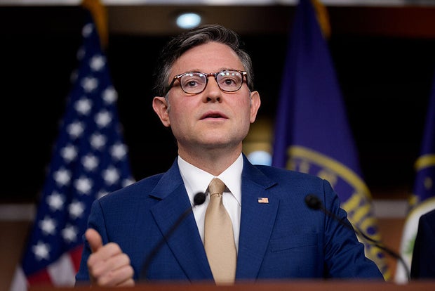 House Speaker Mike Johnson of Louisiana speaks during a news conference on Capitol Hill in Washington, D.C., on Oct. 20, 2025.