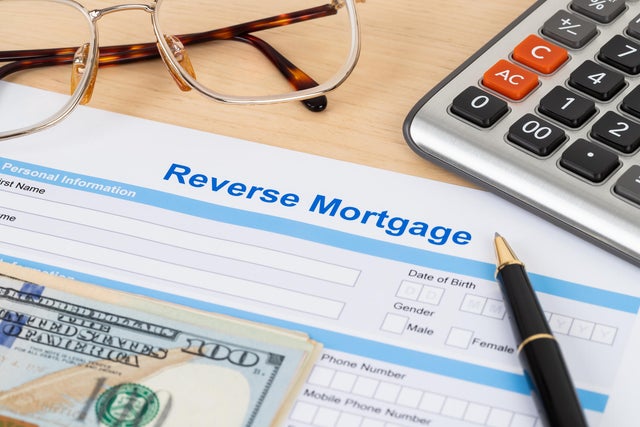 Reverse mortgage application form, financial concept 