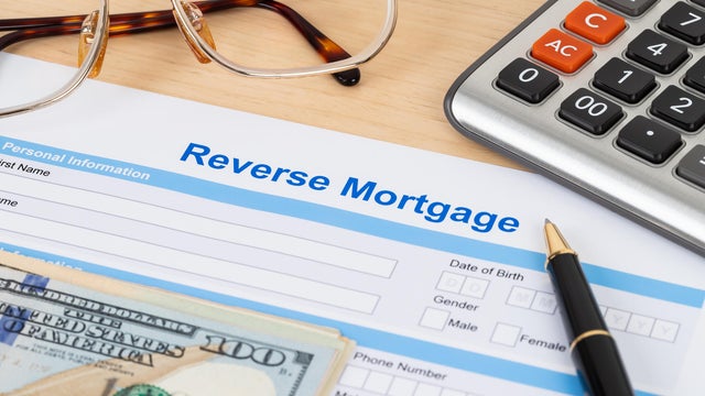 Reverse mortgage application form, financial concept 