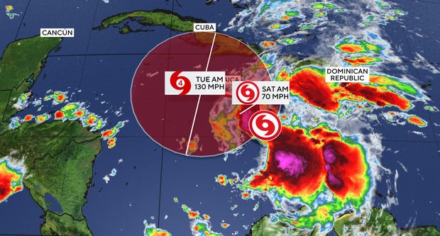 Hurricane Melissa forecast map