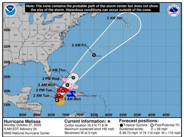Hurricane Melissa threatens to bring catastrophic flooding, landslides to Jamaica, Haiti, Cuba