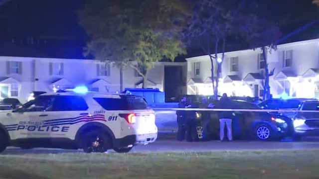 Generic police lights and yellow police tape at crime scene