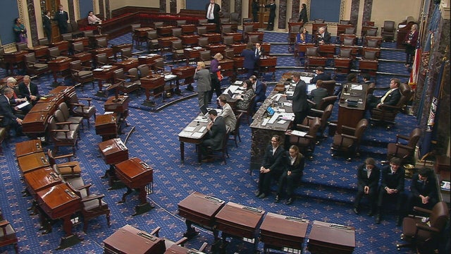 Senators vote on the House-passed continuing resolution to end the shutdown on Tuesday, Oct. 28, 2025.