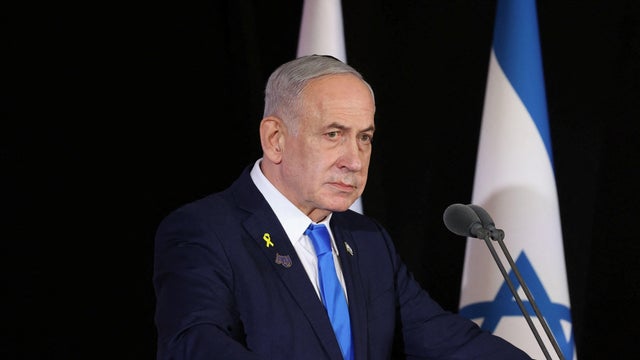 Israeli Prime Minister Benjamin Netanyahu participates in the state memorial ceremony for the fallen of the Iron Swords War on Mount Herzl, in Jerusalem on Oct. 16, 2025.