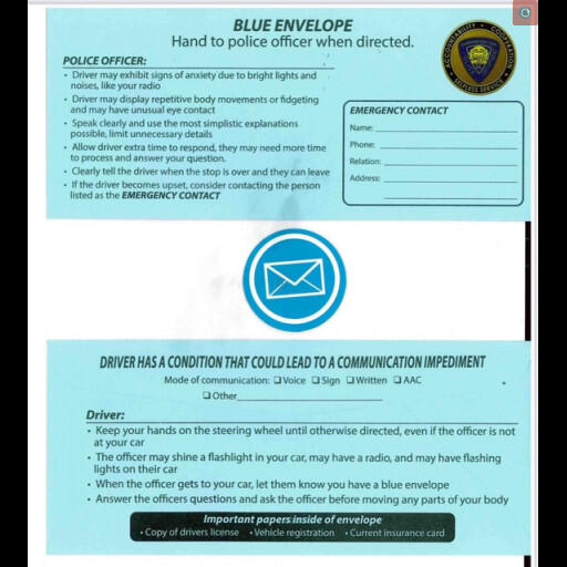 A photo of the blue envelope described in the story