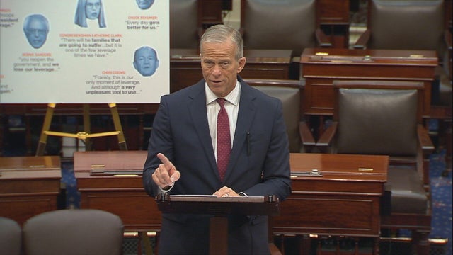 Senate Majority Leader John Thune speaks on the Senate floor on Thursday, Oct. 30, 2025.