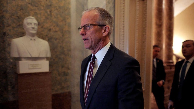 Senate Majority Leader John Thune of South Dakota heads to the Senate chamber for a vote at the U.S. Capitol in Washington, D.C., on Oct. 29, 2025.