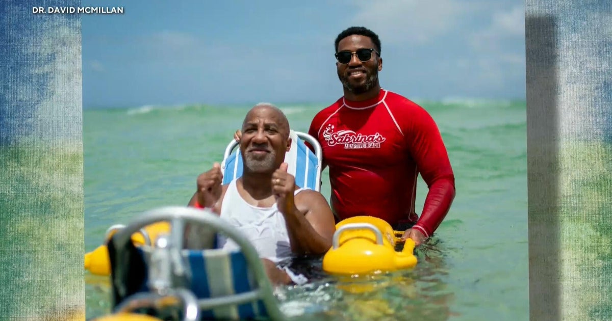 Dad feels ocean for first time in decades thanks to physical therapist son