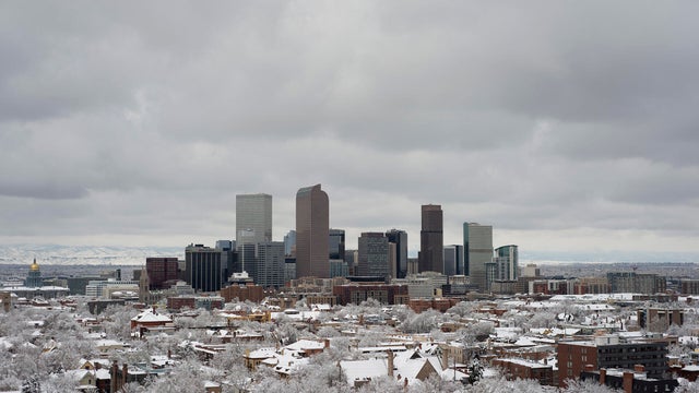 Denver Skyline and The Rocky Mountains 