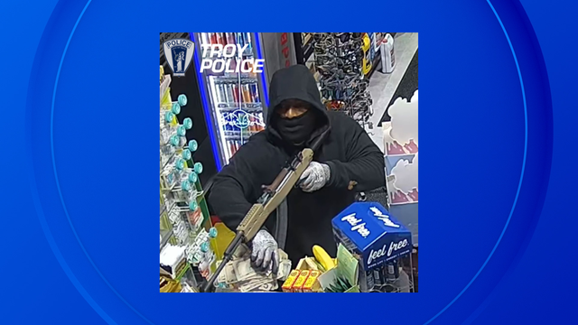 Troy police searching for suspect in Shell gas station armed robbery 