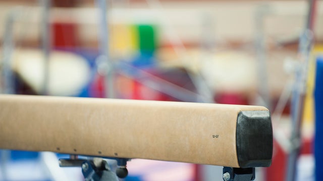 End section of balance beam, close-up 