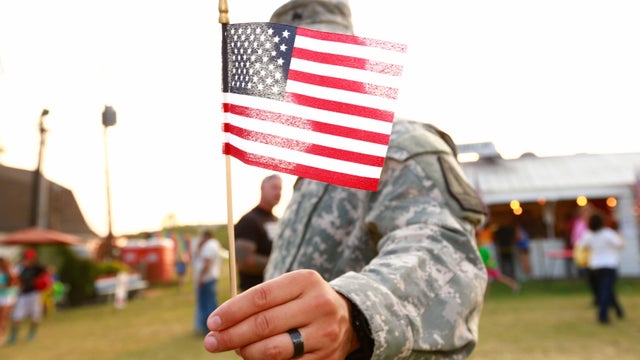 Veteran American Flag, Military Uniform, Freedom Concept: Fourth of July or Veteran's Day 