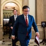 House Speaker Mike Johnson arrives at the U.S. Capitol in Washington, D.C., on Nov. 12, 2025. 