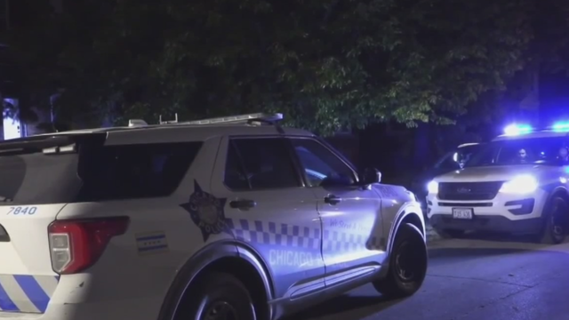Flashing lights on top of police patrol car 