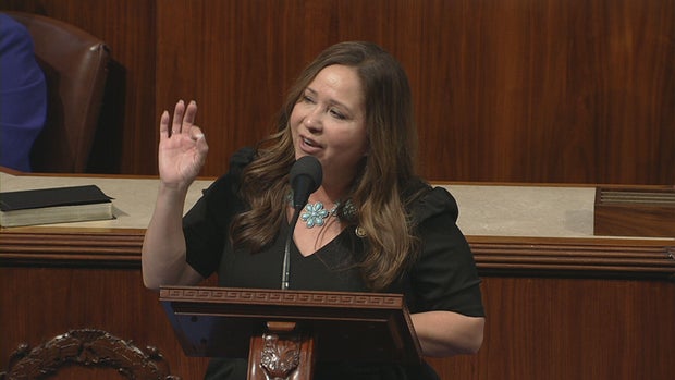 Democratic Rep. Adelita Grijalva of Arizona speaks on the House floor on Wednesday, Nov. 12, 2025. 