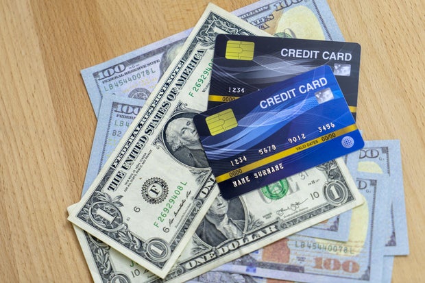 Credit cards and dollars successful  currency  