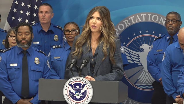 Homeland Security Secretary Kristi Noem speaks at a press conference in Houston on Thursday, Nov. 13, 2025. 