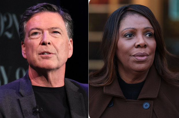 Former FBI Director James Comey and New York Attorney General Letitia James. 