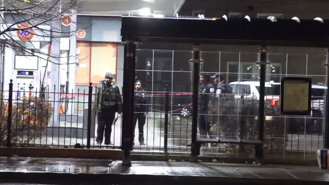 Flashing lights on top of police patrol car 