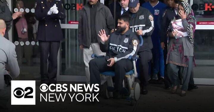 NYPD officer recovering at home after being shot in the face - CBS New York