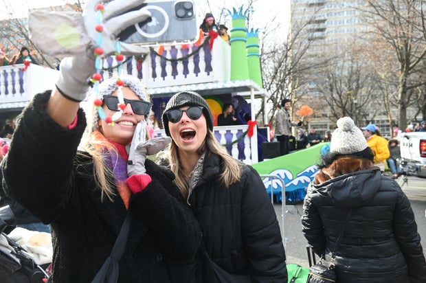 People on the Benjamin Franklin Parkway for the Thanksgiving parade in Philadelphia 