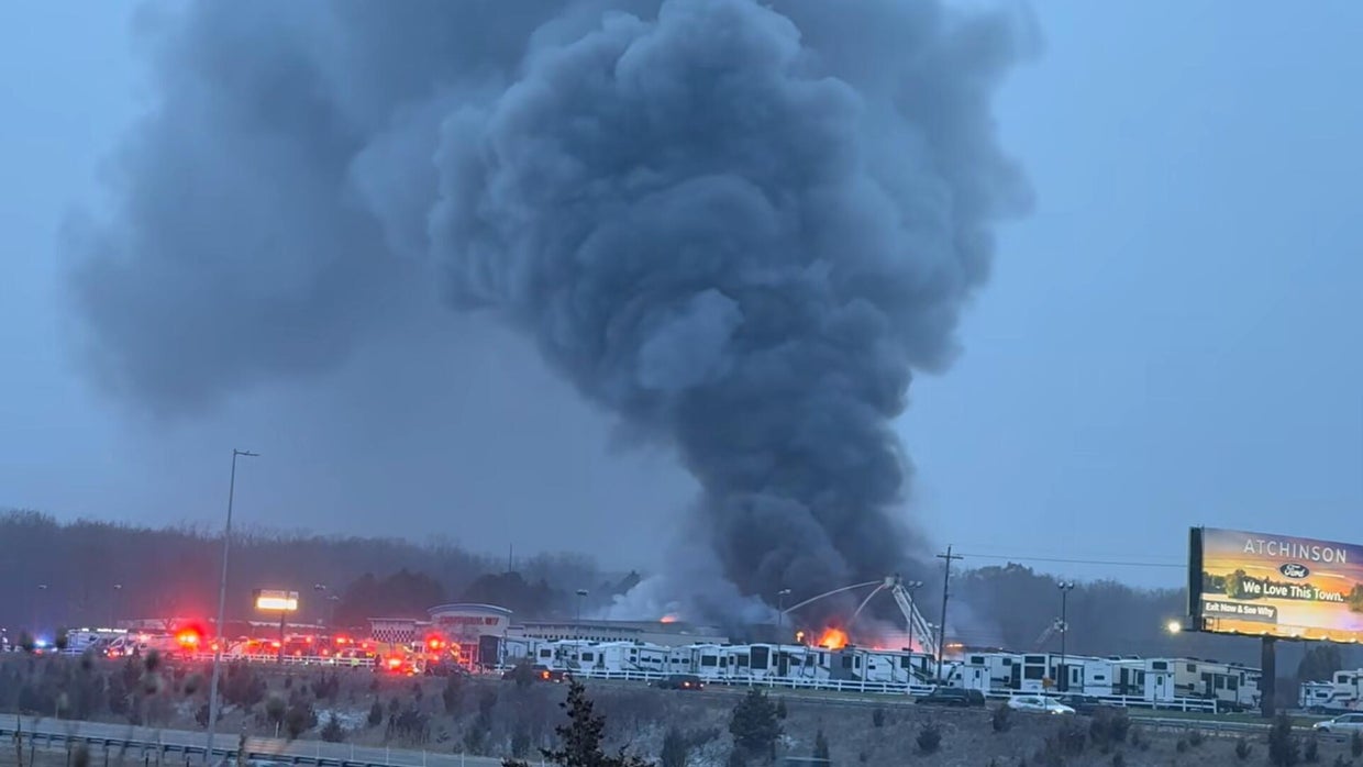 Crews battle large fire at RV dealership in Belleville CBS Detroit