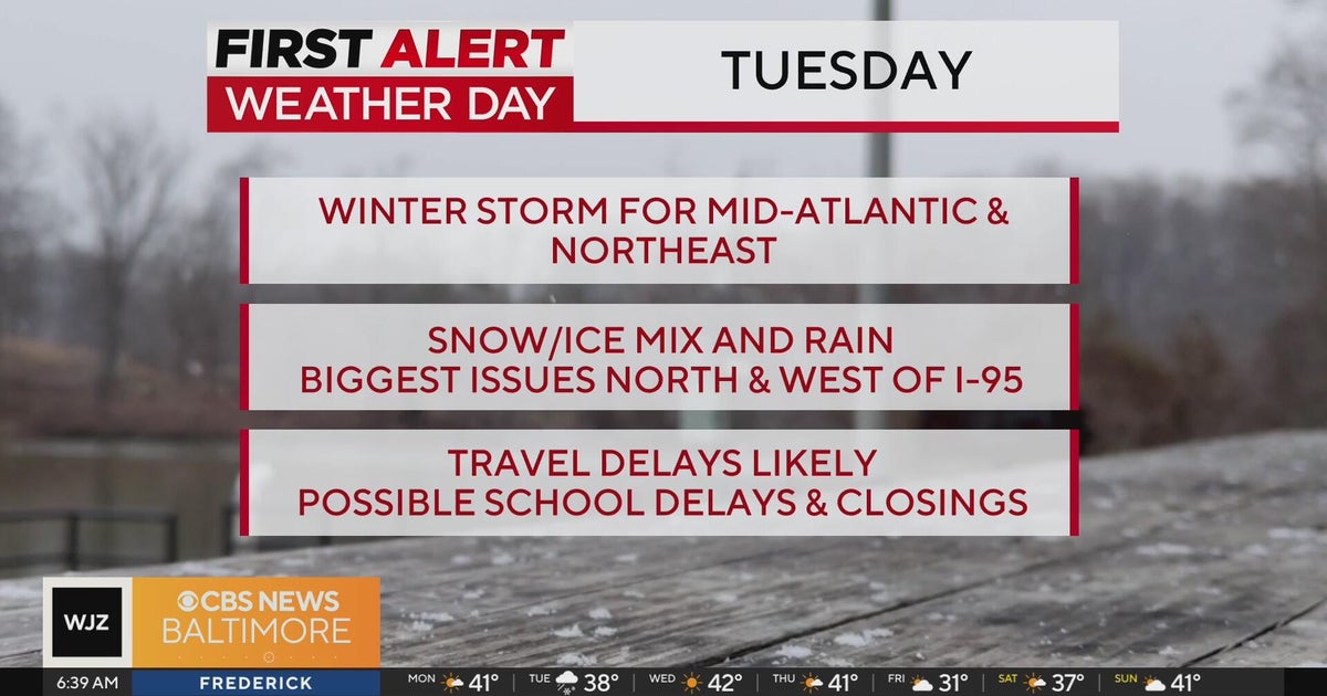 Snow and rain coming Tuesday across much of Maryland