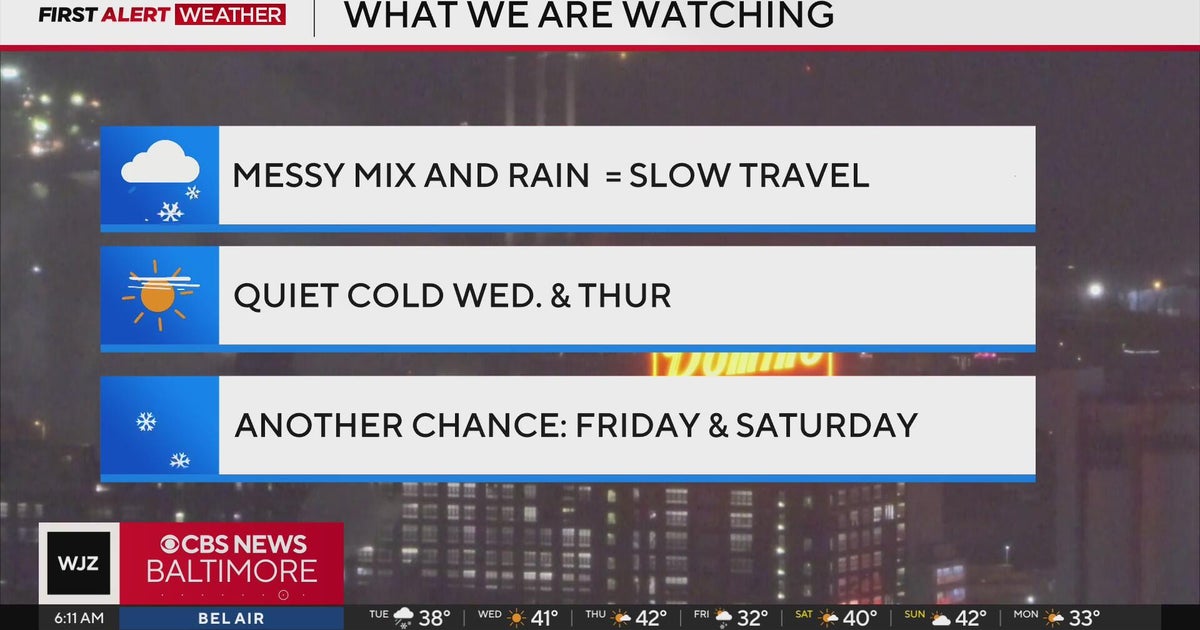 Messy mix of snow, rain for most of Maryland Tuesday