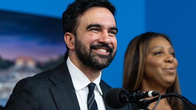 Mayor-elect Zohran Mamdani speaks before helping distribute 