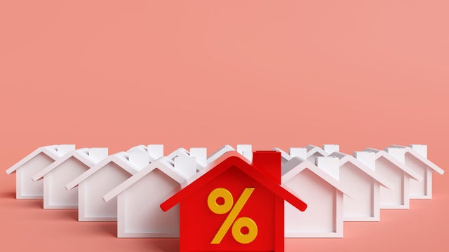 concept of house installments with banks, real estate taxes and rising interest rates, home installment loan promotion. 