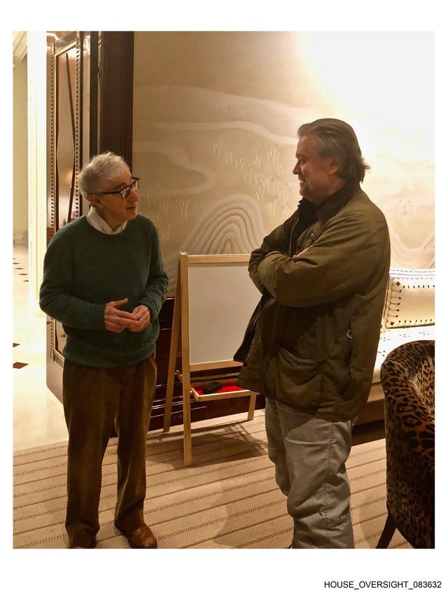 Woody Allen and Steve Bannon in a photo produced by the estate of Jeffrey Epstein. 