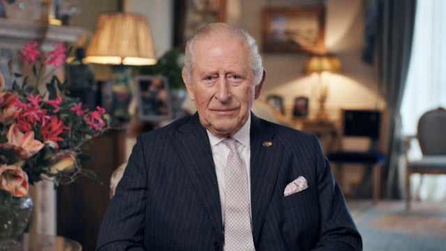 Britain's King Charles speaks about his cancer recovery during a prerecorded message filmed in The Morning Room at Clarence House in London, in this handout image released Dec. 12, 2025. 