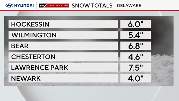 Delaware snow totals